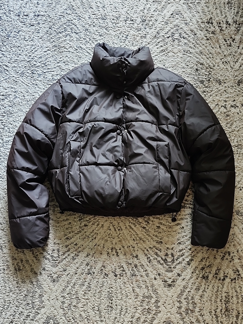 Zara Women's Dark Brown Cropped Puffer Jacket Size XS